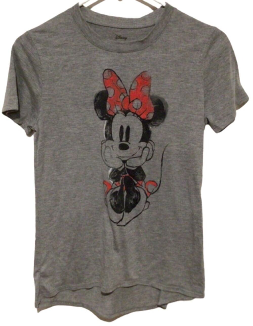 Disney Minnie Mouse Sitting Gray Graphic T-Shirt Women’s XS Short Sleeve Top